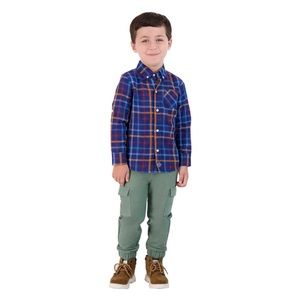 Andy & Evan Double-Faced Dark Blue And Orange button down